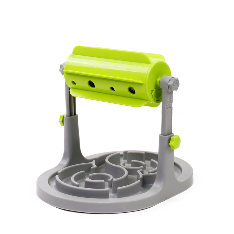 Anti-bloat slow feeder & anti-snacking dog food dispenser. Pet enrichment toy promoting healthy digestion.