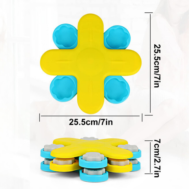 Canine interactive treat puzzle toy. Mental stimulation & pet enrichment smart toy. Dog boredom buster treat dispenser.