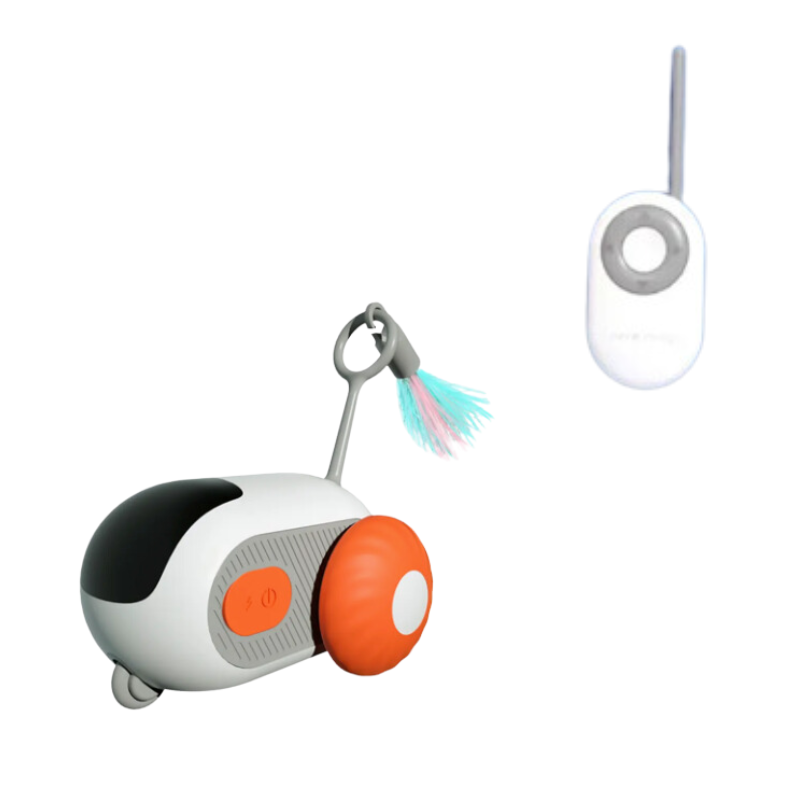 Dynamic electric cat chase toy, remote-controlled and rechargeable, a silicone interactive toy for playful cats.