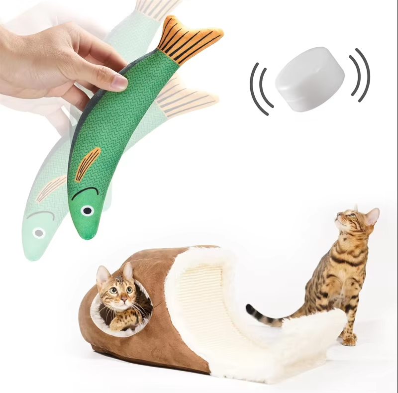 Sensory cat toy: Floppy fish with realistic sound, enticing catnip, and stimulating movement for feline fun.