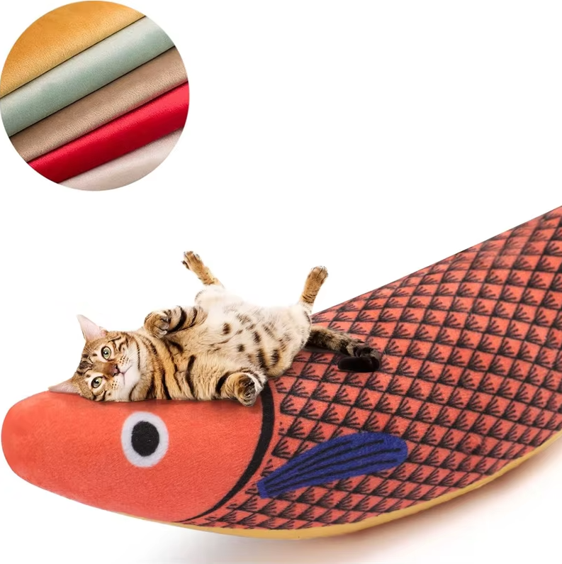 Premium interactive fish cat toy, enhancing playtime with realistic sound, motion, and potent catnip for cats.