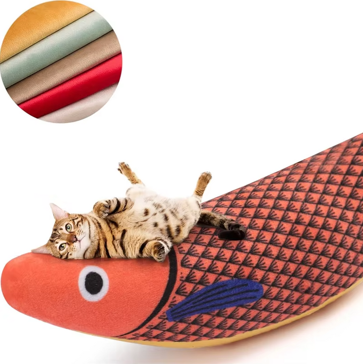 Premium interactive fish cat toy, enhancing playtime with realistic sound, motion, and potent catnip for cats.