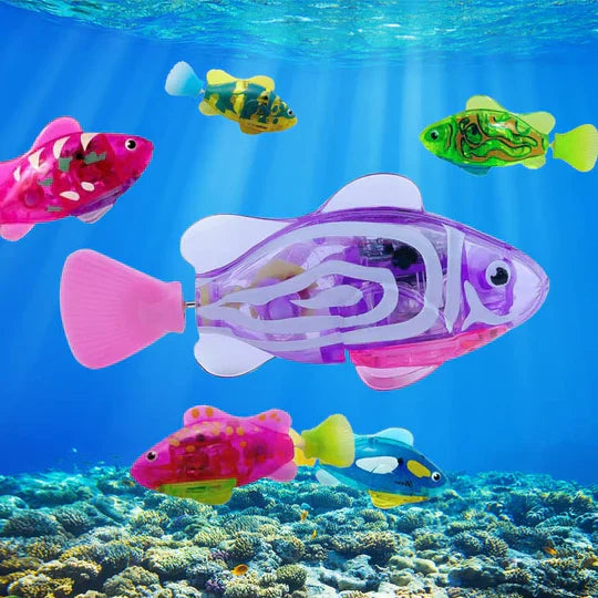 Pet's automatic swimming fish water toy. Ideal for feline aquatic entertainment & canine play.