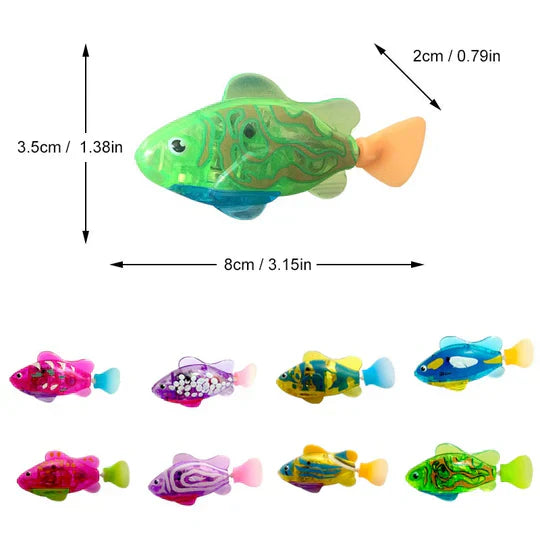 Automatic floating interactive fish. Pet toy for stimulating water fun & entertainment in cats & dogs.