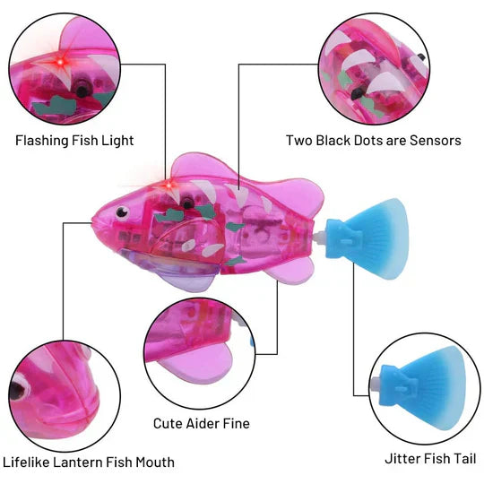 Interactive swimming fish for pets. Exciting floating water toy for cat & dog curiosity & fun.