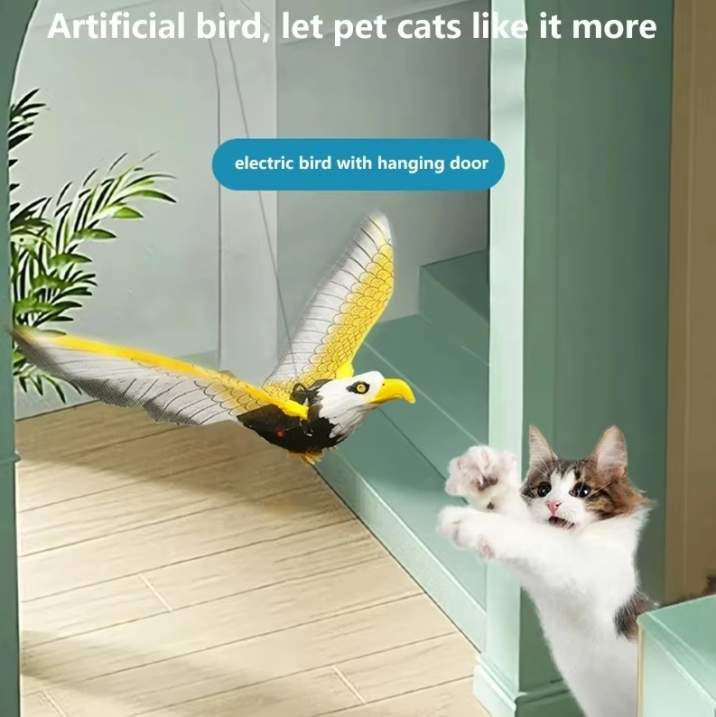 Feline's interactive flying eagle toy encourages natural hunting instincts.