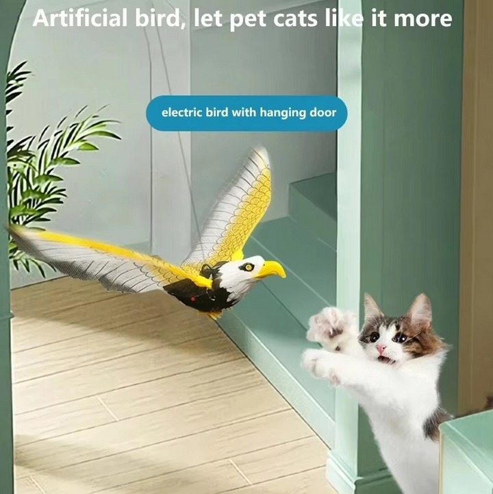 Feline's interactive flying eagle toy encourages natural hunting instincts.