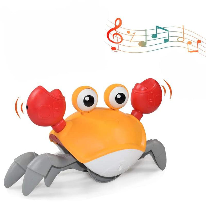 Interactive musical crawling crab toy for babies & toddlers. Lights, music & obstacle avoidance encourage development.