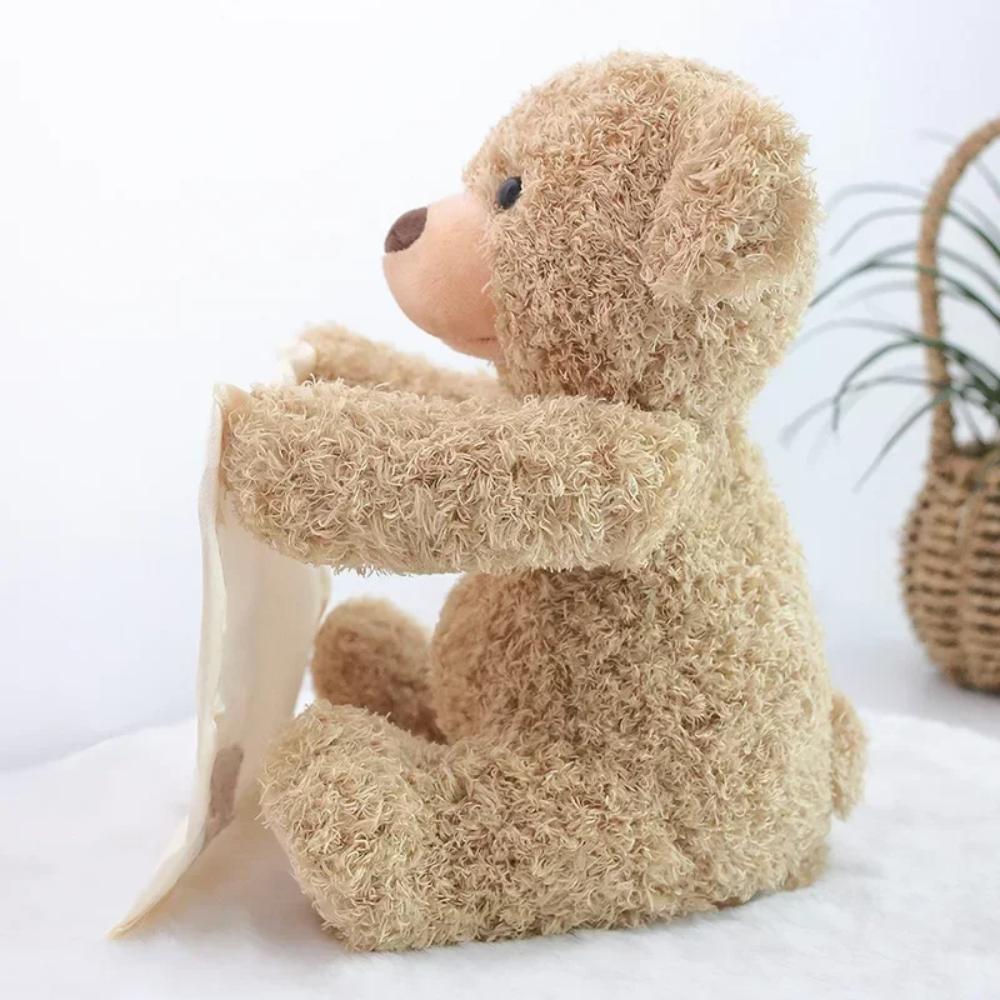 Unisex interactive peek-a-boo bear, a soft baby gift. Engaging plush toy promotes development for infants & toddlers.