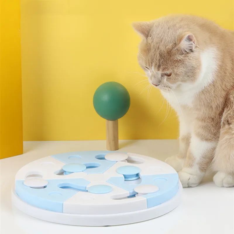 Interactive pet food puzzle toy for dogs & cats, providing mental stimulation & slow feeding.