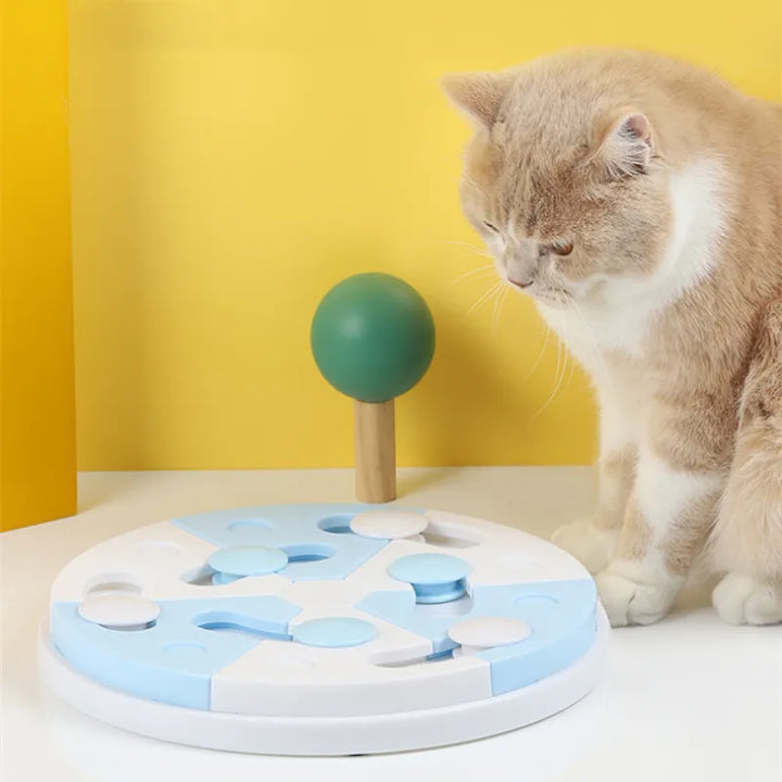 Interactive pet food puzzle toy for dogs & cats, providing mental stimulation & slow feeding.