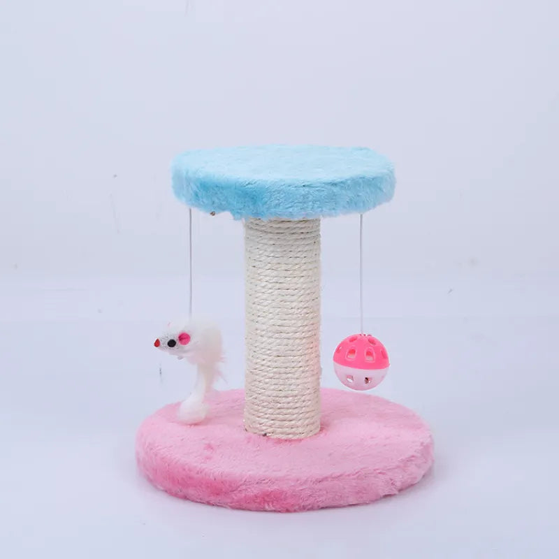 Premium sisal cat scratching post, an interactive toy with mouse & ball, providing endless feline entertainment.