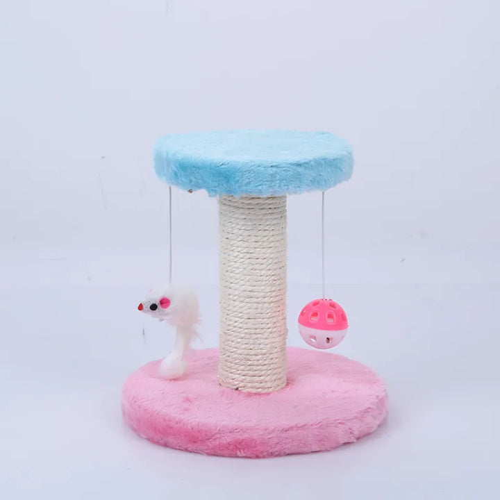 Premium sisal cat scratching post, an interactive toy with mouse & ball, providing endless feline entertainment.