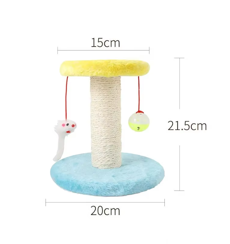 Essential cat accessory: sisal scratching post with playful ball & mouse toy promotes grooming & interactive play.
