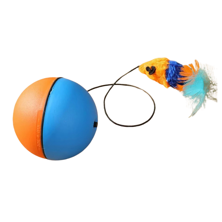 Smart rolling cat toy, the HuntSphere, engages felines in active interactive play. Essential pet supply for happy cats.