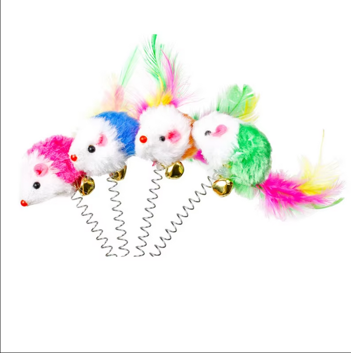 Interactive springy mouse cat toy with strong suction cup for endless feline playtime & entertainment.