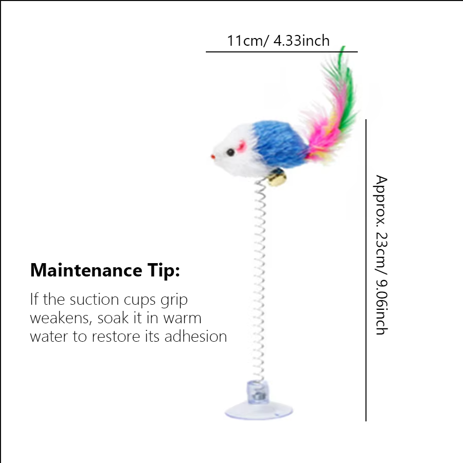 Premium pet supplies: Interactive springy mouse cat toy, ideal for kitten play, features a robust suction cup.
