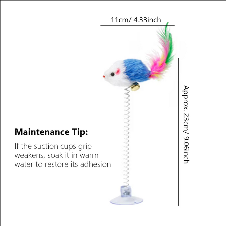 Premium pet supplies: Interactive springy mouse cat toy, ideal for kitten play, features a robust suction cup.