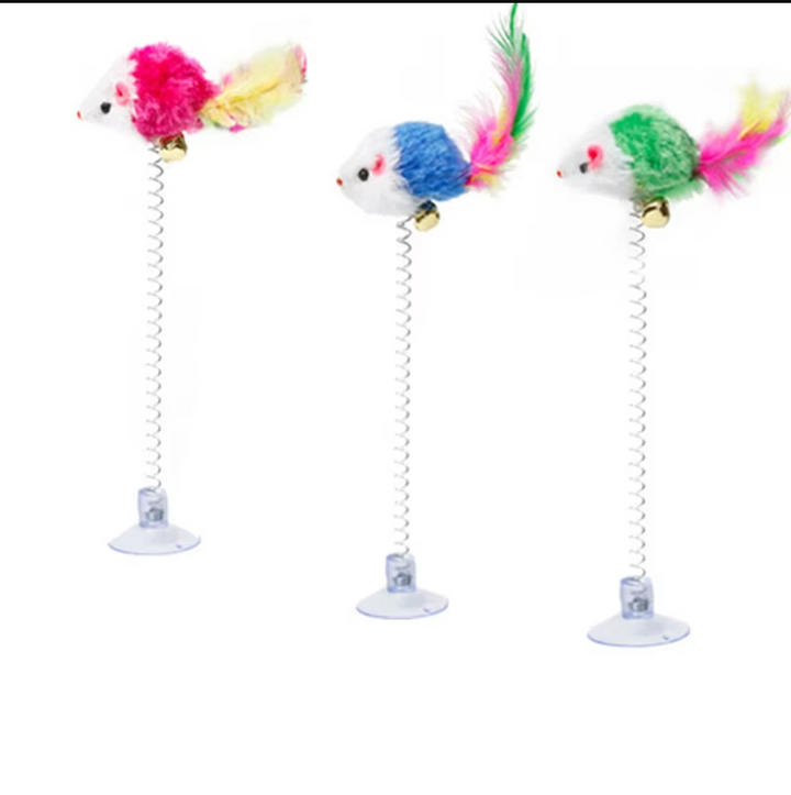 Secure suction cup interactive springy mouse cat toy for durable, engaging playtime & fun for cats.