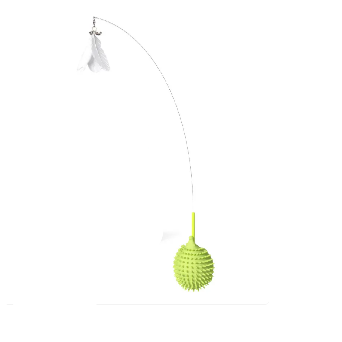 Engaging interactive cat toy: UFO silicone catnip toy with a teaser stick for endless feline fun & exercise.