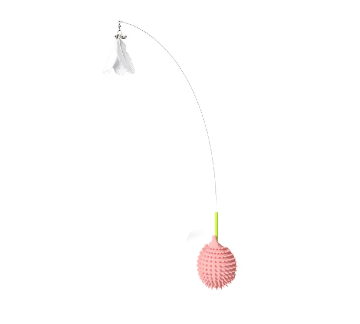 Scratching & interactive cat toy: UFO silicone catnip toy with teaser stick for mental stimulation & exercise.