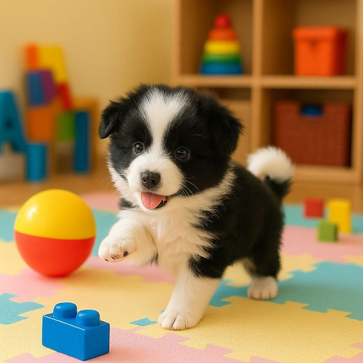 Realistic walking toy dog with barking sounds, a fun interactive pet toy for young children.