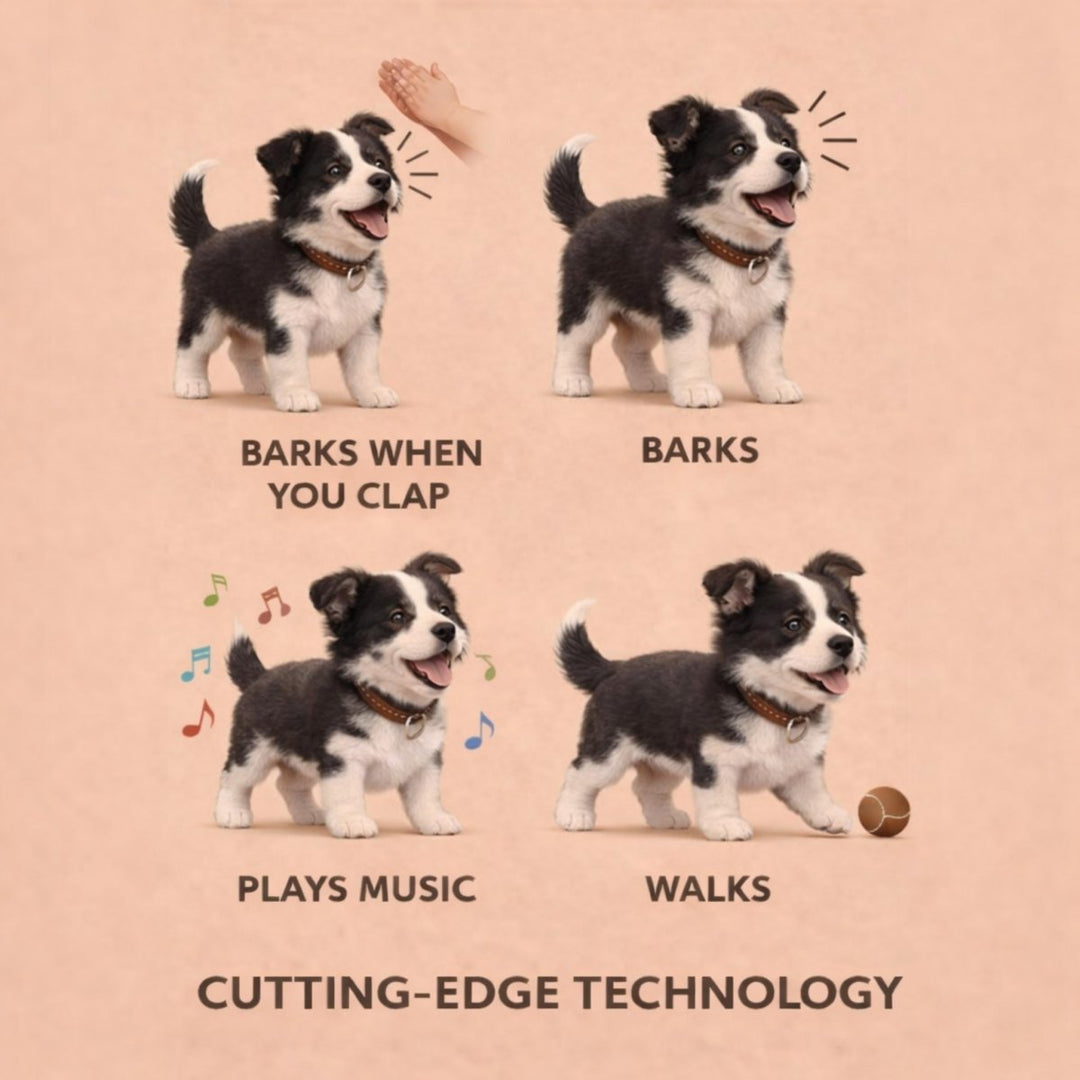 Walking & barking plush toy dog for toddlers, offering realistic pet toy interaction & fun.