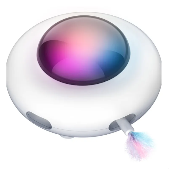 Stimulating feather & LED cat toy provides interactive fun, stress relief, & active play for happy, healthy cats.