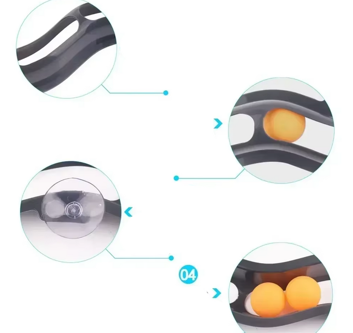 Durable interactive cat toy track, window-mounted for feline play, featuring exciting movable balls for enrichment.