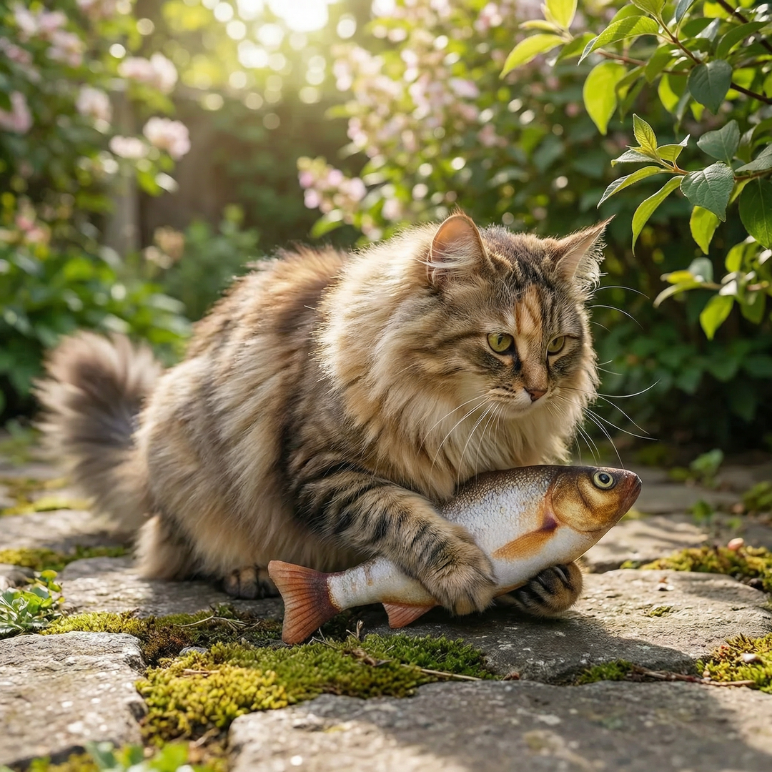 Motion sensor fish cat toy, durable & interactive for indoor cats, promotes exercise and fun.