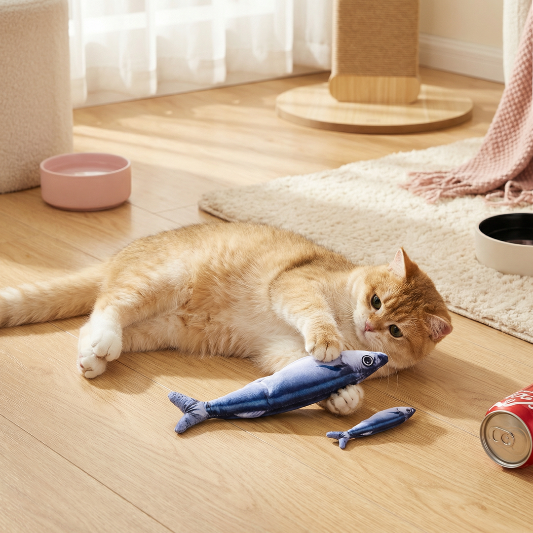 Pet supplies: durable interactive wriggling fish toy, perfect for cat exercise & mental enrichment.