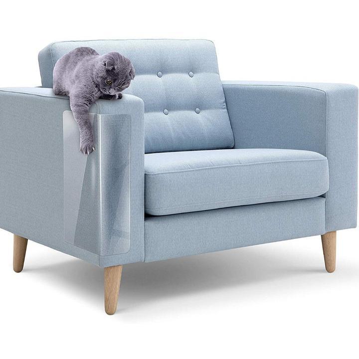 Invisible cat scratch guard for sofa & couch upholstery. Protects furniture from pet damage.