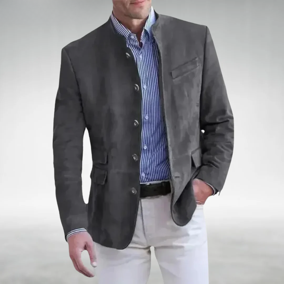 Dark gray tailored Men's smart casual jacket, a lightweight and versatile outerwear option for everyday.