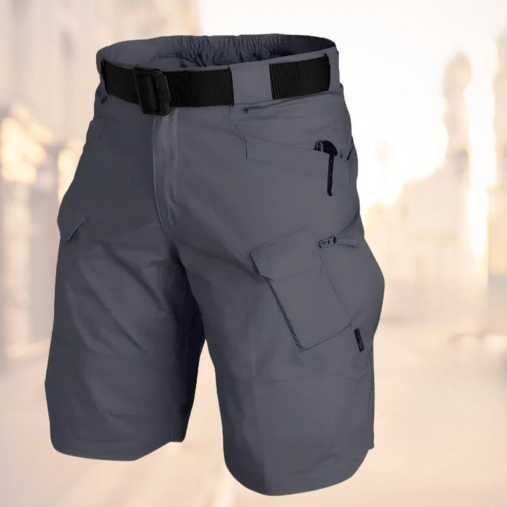 Stylish men's multi-pocket cargo shorts, practical for outdoor adventures, travel, or everyday casual style.