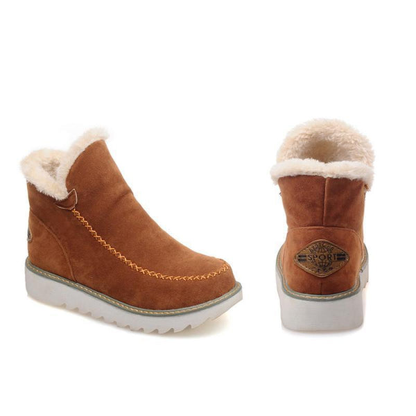 Brown women's ankle boots, insulated and waterproof, perfect for daily winter outfits