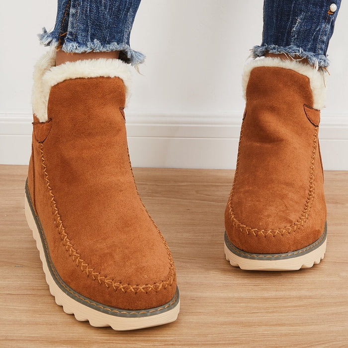Detailed shot of black snow boots for women, showcasing waterproof design and insulation