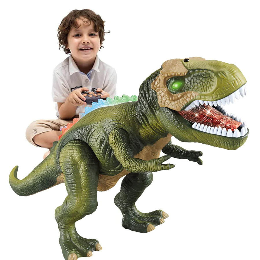 Electronic walking dinosaur toy with remote control for kids. Interactive prehistoric dino provides fun play.