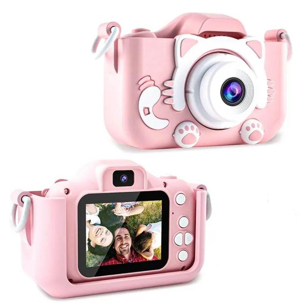 Adorable cat-themed children's digital camera, a durable 1080P toy for young photographers to capture memories.
