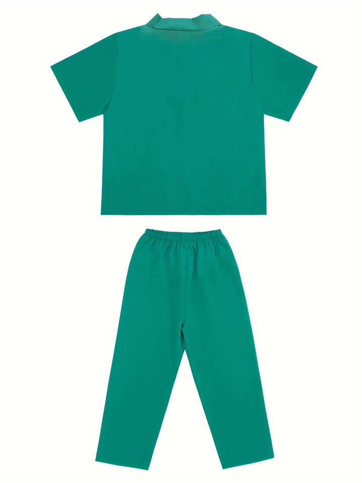 Imaginative play 9-piece doctor & nurse uniform set for kids, featuring stethoscope & first aid bag.