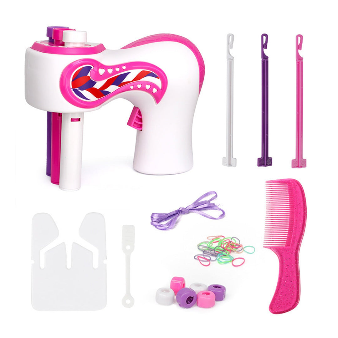 Kids' automatic hair braider creating effortless, quick twists. Perfect hair styling tool for children's easy braids.