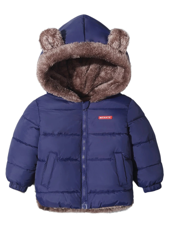 Toddler's cozy bear winter jacket, perfect for warm outdoor play and chilly adventures.