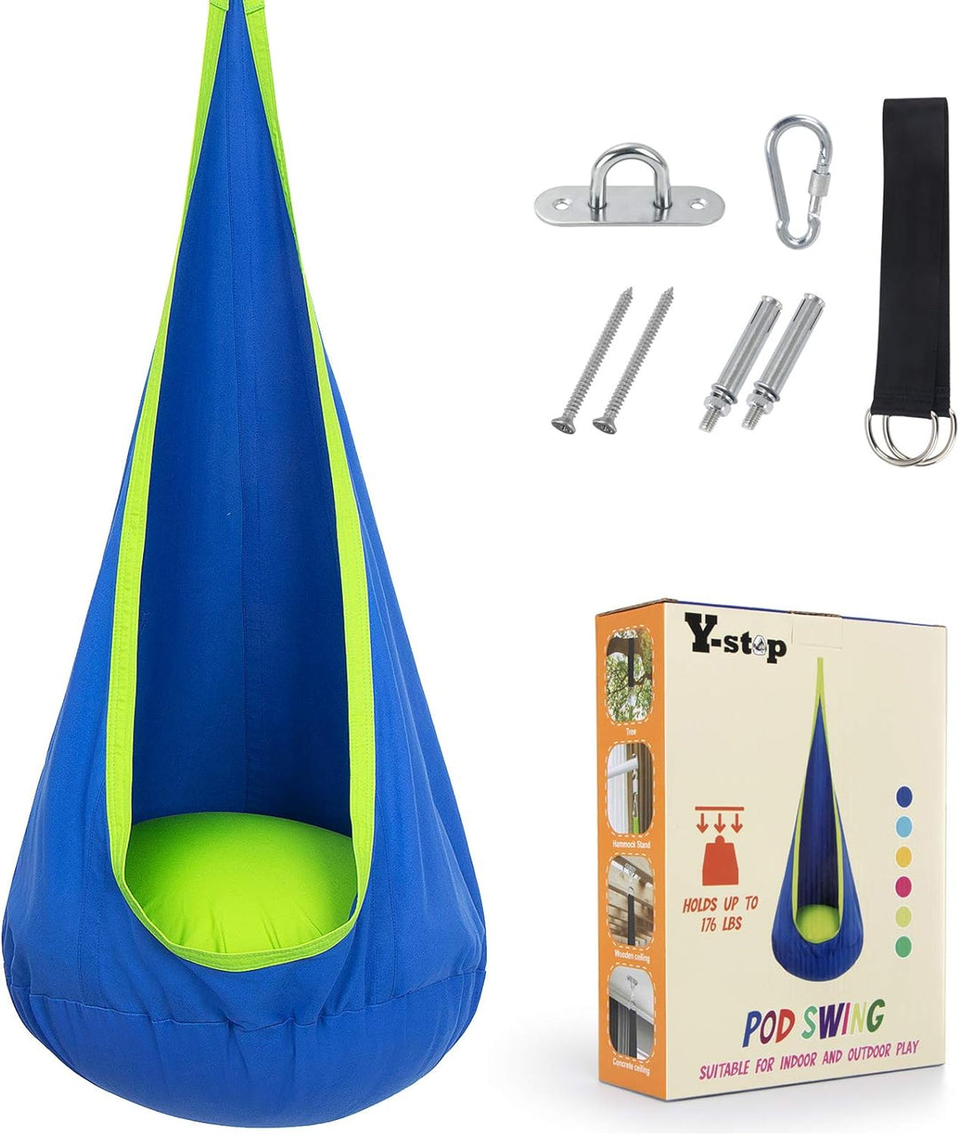 Durable outdoor kids' swing; canvas hanging chair for garden relaxation & playful fun.