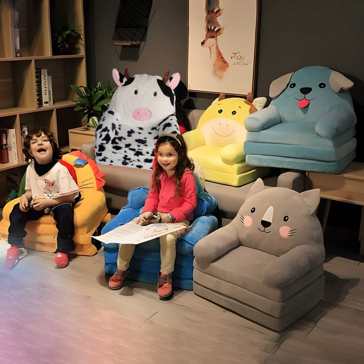 Multi-functional children's folding sofa, converts from seat to lounger. Great for play, reading, & relaxing.