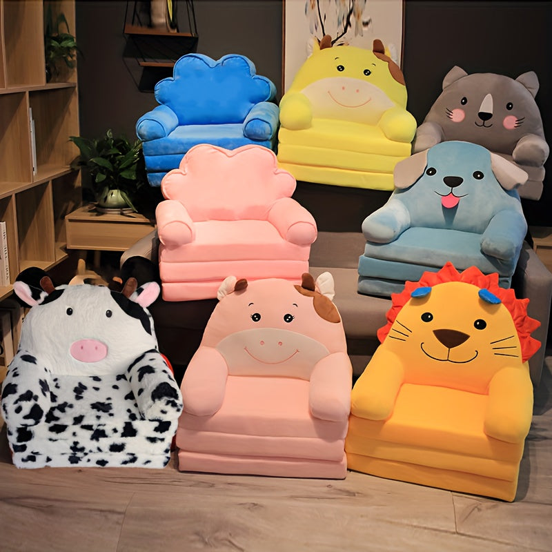 Toddler-friendly folding couch for children's playroom. Great for reading, playing, or lounging. Durable kids' furniture.