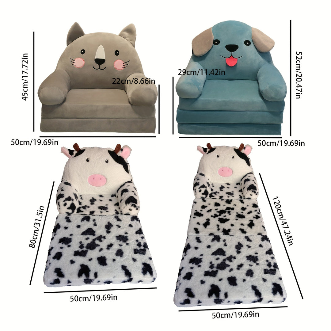 Kids playing on a comfortable foam folding sofa, transforming their playroom into a fun and safe zone.