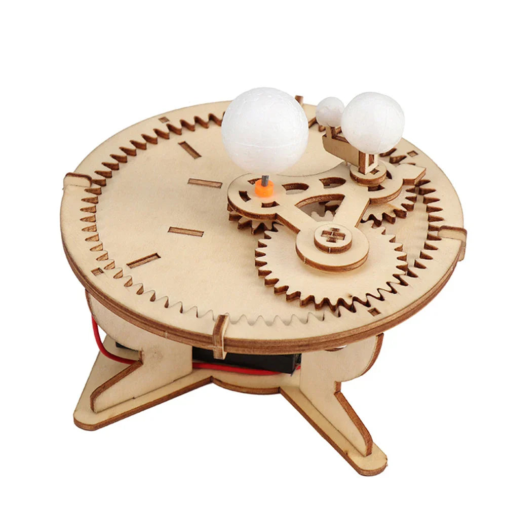 STEM toy for kids: Wooden DIY electric toy boat. Educational craft building kit.