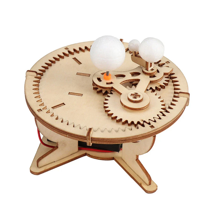 STEM toy for kids: Wooden DIY electric toy boat. Educational craft building kit.