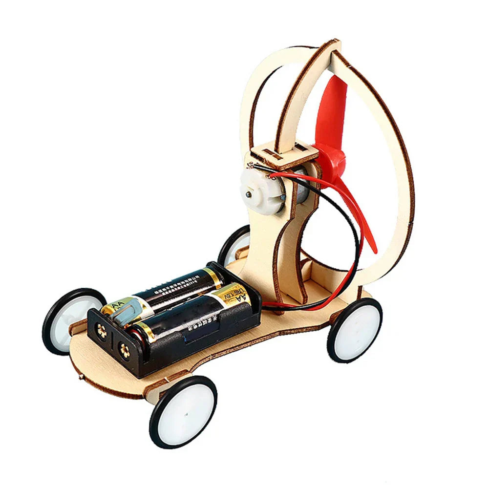 Educational wooden DIY electric boat for kids. Hands-on science and engineering building kit.