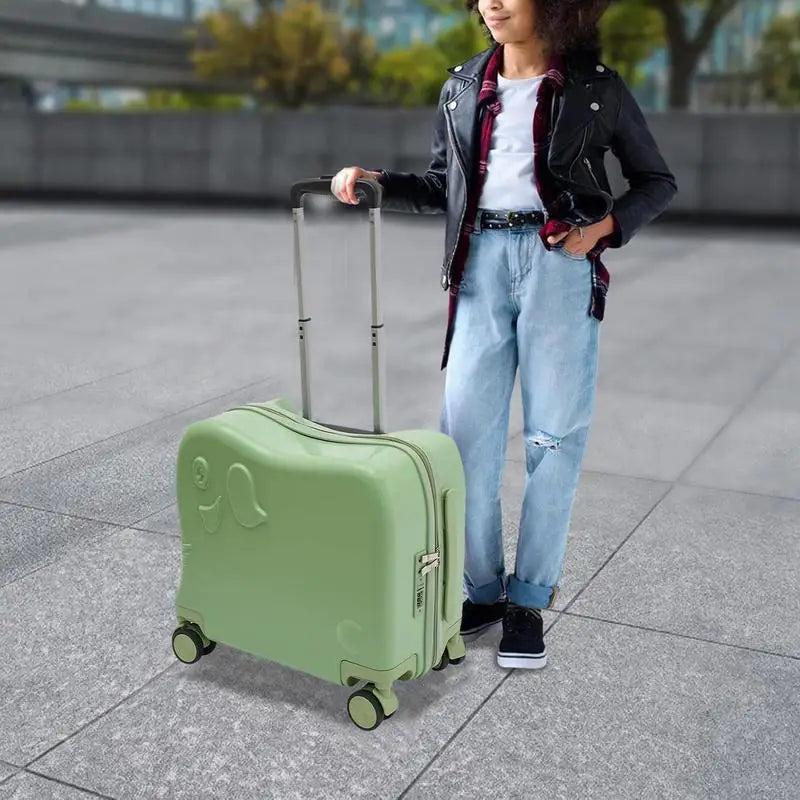 Kids' elephant cartoon rolling suitcase, perfect fun travel gear for children.