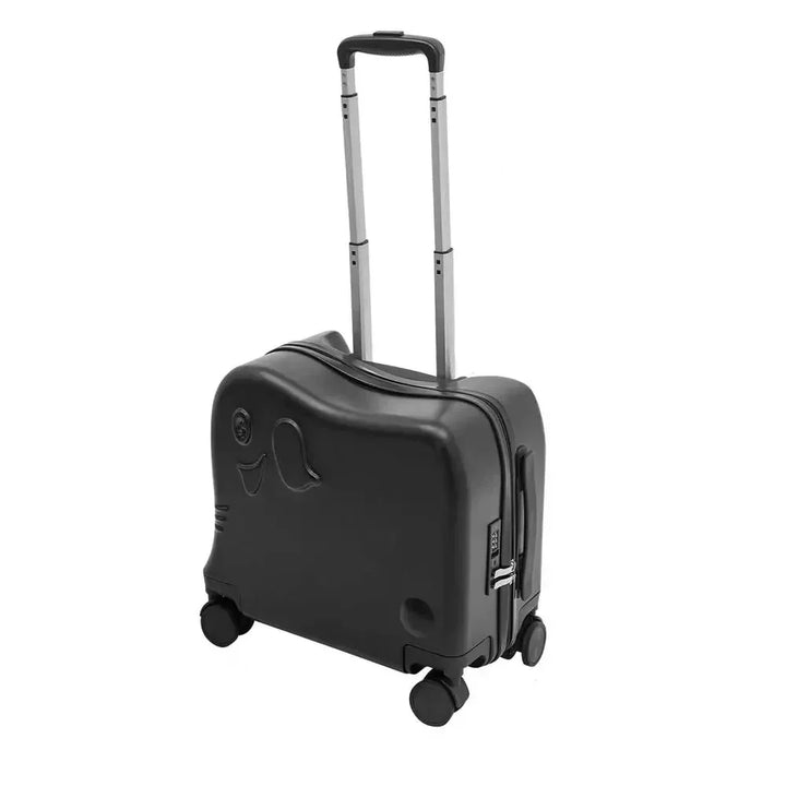 Easy-to-roll children's suitcase featuring a cute elephant cartoon, ideal for travel.